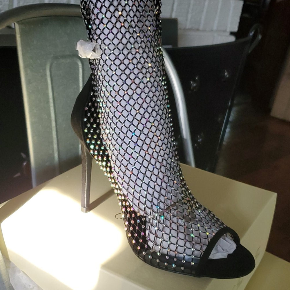 Fishnet Stiletto Sandals - Picture 3 of 13